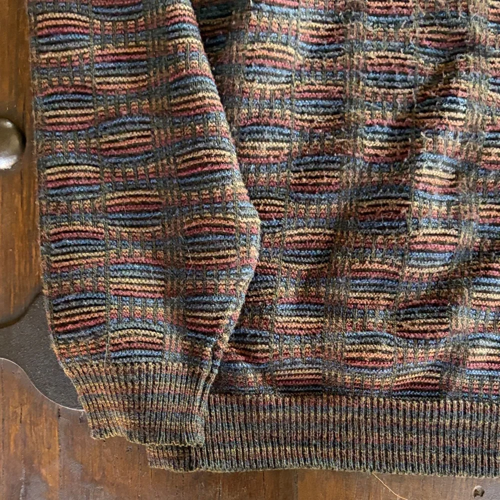 Men's Italian Multicolor Patterned Crewneck Sweater - Picture 3 of 4